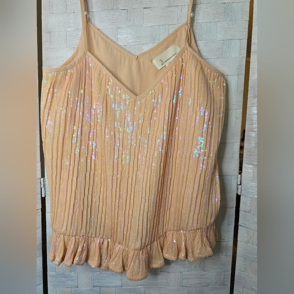 Anthropologie Sequin Peach Top